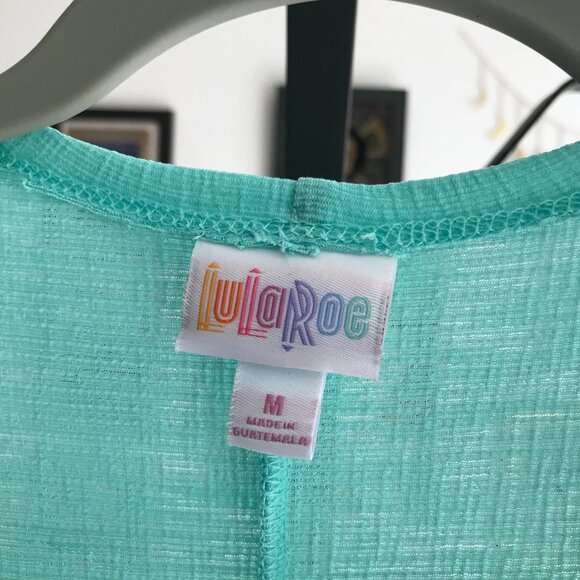 LULAROE size M Mint / Aqua Longline JOY Open Duster Vest NWT - Picture 4 of 5